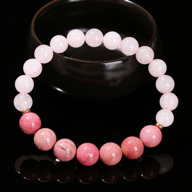 Rhodochrosite Bracelet Pink Gemstone Beads Stretch Bracelet for Women Healing Crystal Jewelry