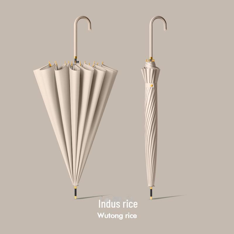 16-Rib Wind-Resistant Long Handle Umbrella with Custom Logo