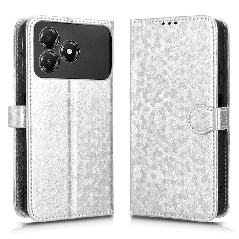 For ZTE Blade A36 Wallet Case Dot Pattern Imprint PU Leather Phone Cover with Wrist Strap