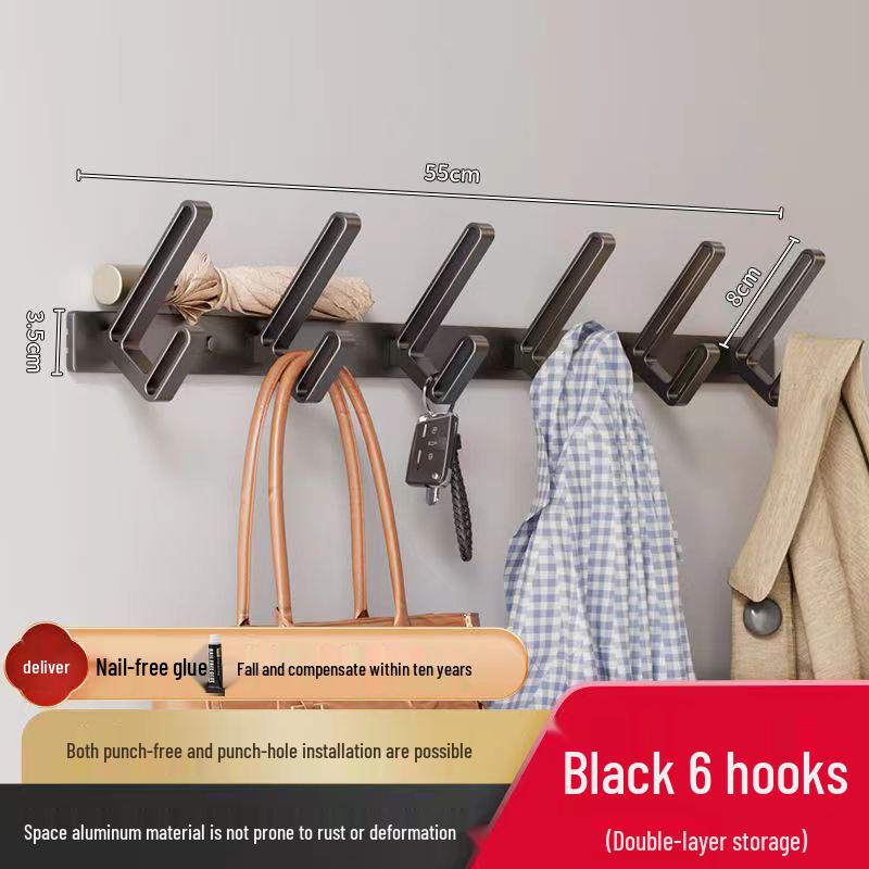 Wall-Mounted Coat and Clothes Hook – No-Punch Behind-Door Wardrobe Rack for Entrance and Hallway