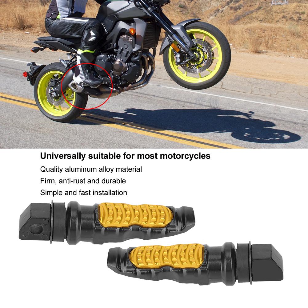 1 Pair Universal Aluminum Footrest Pedal Foot Rest Footpegs Yellow