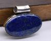 Lapis Lazuli Natural Gemstone Antique Silver Plated Pendant 1" J 1699