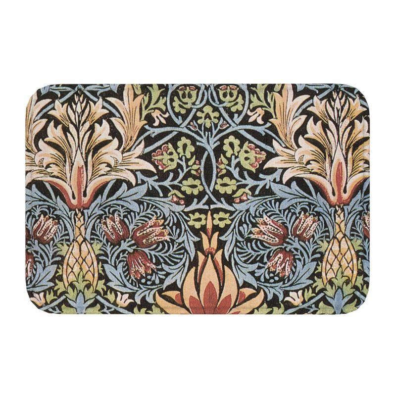 Custom William Morris Compton Floral Art Nouveau Pattern Doormat Bath Door Floor Mat Textile Pattern Toilet Rug Carpet Footpad
