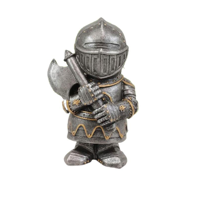 Knight Gnomes Garden Statue Guard Cross Templar Dwarf Guard Armor Samurai Miniature European Knight Resin Garden Decoration