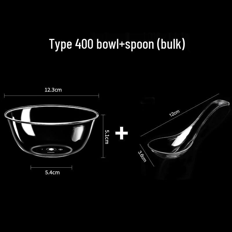 Disposable Crystal Plastic Bowl & Spoon Set (100-Pack)