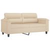 2 Seater Sofa with Cushions Cream 140 cm Microfiber Fabric