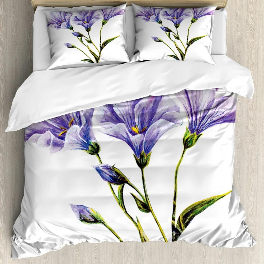 Watercolor Flower Duvet Set Bedding Three-Piece Set