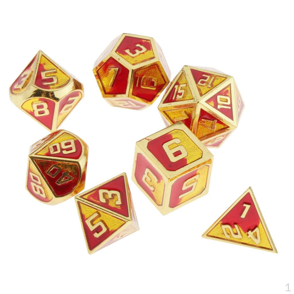 D8 D10 D12 D20 Polyhedral 7 Pieces for RPG Games Orange