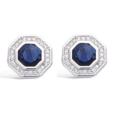 [N6269] - Silver Earrings 'Sissi' White Sapphire (rhodium-plated) - 13x13 Mm