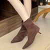 Moda 2025 Zima Nowa Marka Damskie Krótkie Botki Moda Szpiczasty Nosek Damskie Eleganckie Botki Do Kostki Cienki Wysoki Obcas Czółenka Buty