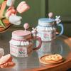 Wholesale 3D Rabbit Relief Mug With Spoon Coffee Cup Cups Drinkware Ceramics & Pottery Mug for Tea Couple Gift Ceramic Mugs Go