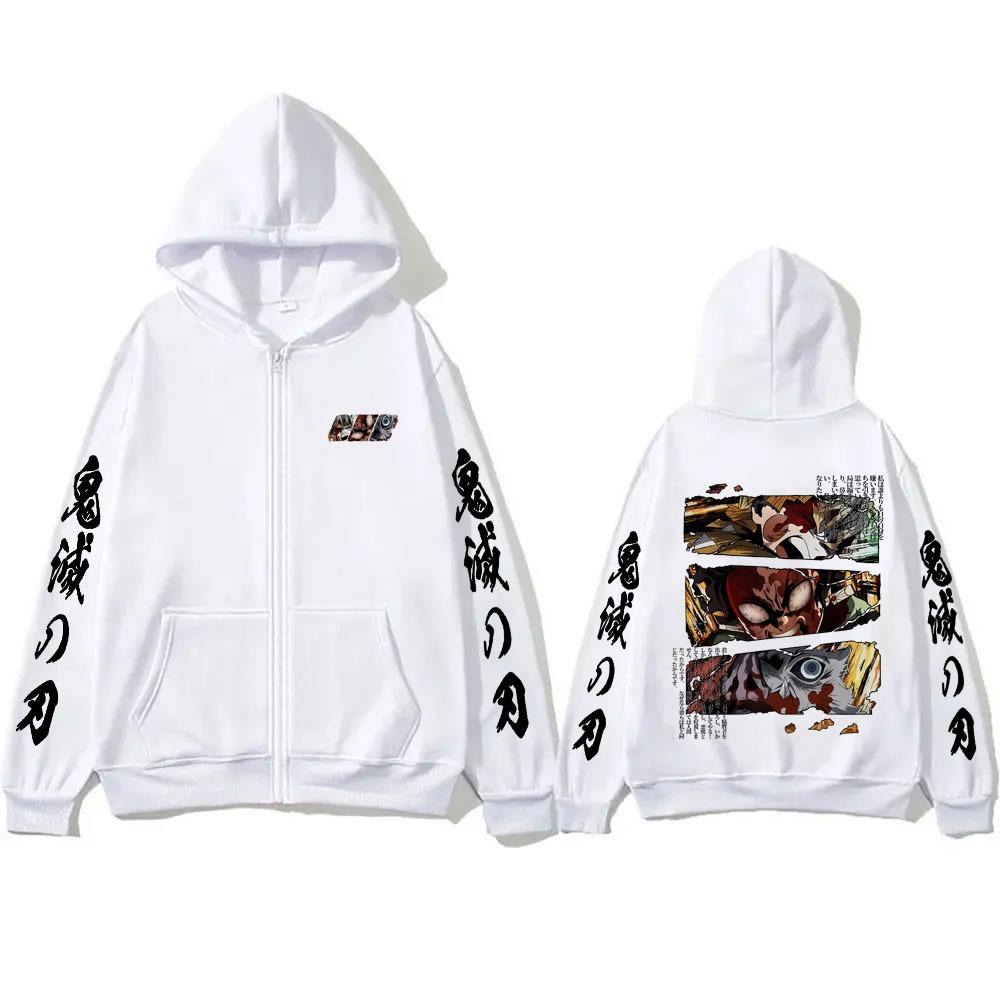 Anime Devil Killer Printed Zipper Hoodie for Men and Women Loose Casual Retro Zipper Jacket