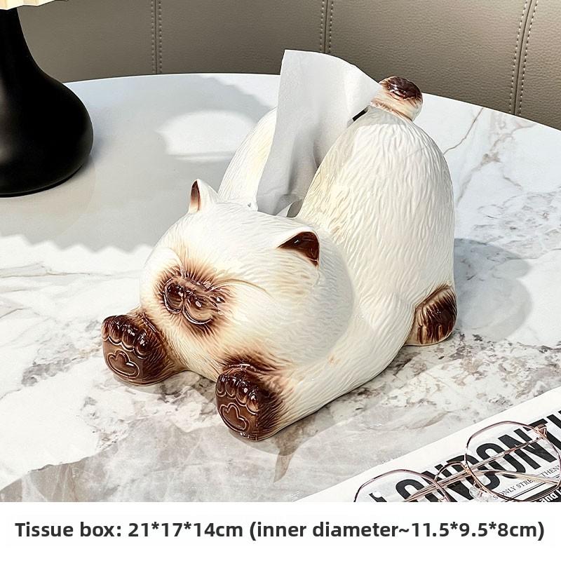 Керамическая коробка для салфеток в форме кошки, креативная, милая, керамическая коробка для бумаги, для дома, гостиной, рабочего стола, керамическая коробка для бумажных салфеток, для хранения на кухне