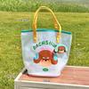 Jelly Beach Bag Waterproof Kawaii Print Pvc Storage Bag Transparent Travel Handbag Shoulder Bag Shopping Bag With Cute Pendant