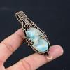 Larimar-Edelstein, reiner Kupferdraht, umwickelt, handgefertigter Anhänger-Schmuck für Frauen