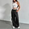 Women's Casual High Waist Patchwork Western Pants  Draped Wide Loose Straight Pants