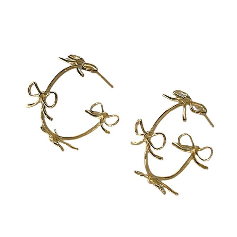 Metal Empty Bow Stud Earrings Female Niche Design Sense Simple And Elegant High-End Fashion Versatile Earrings