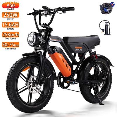 Bicicleta Eléctrica Avdl A50 Rueda de 20" Motor de 250W Suspensión Total Bicicleta Eléctrica para Adultos 48V 15.6Ah Frenos de Disco Doble 7 Velocidades Carga Máxima 150Kg