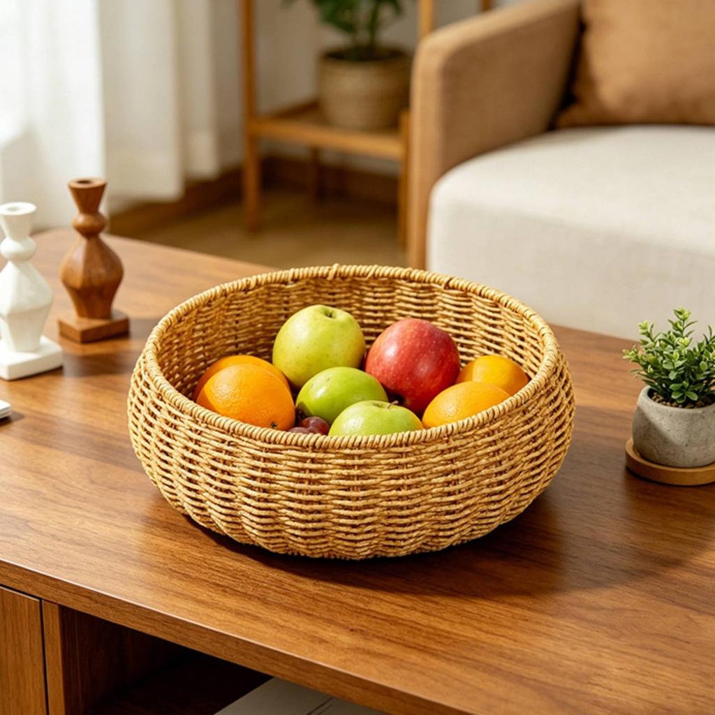 Wicker Basket with Lid Textured Weave Lidded Rattan Basket Multipurpose Rustic Design
