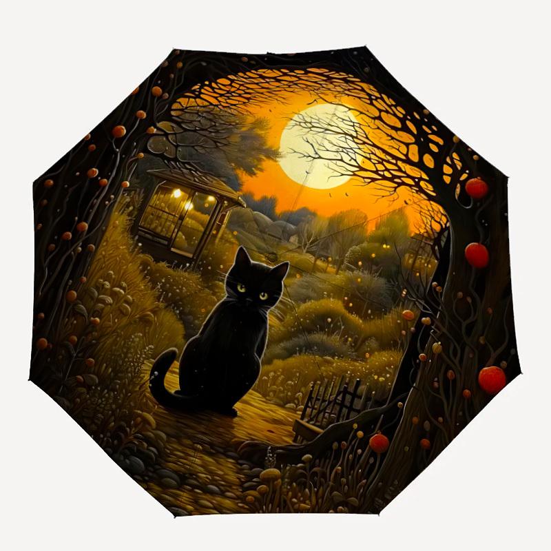 

1PC Black Cat Pathway Automatic Open/close, All-Season Portable Folding Umbrella for Women & Men yy250919189