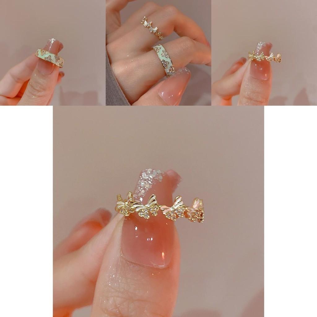 Elegant Adjustable Enamel Butterfly Ring For Women In Contemporary Design With Unique Style