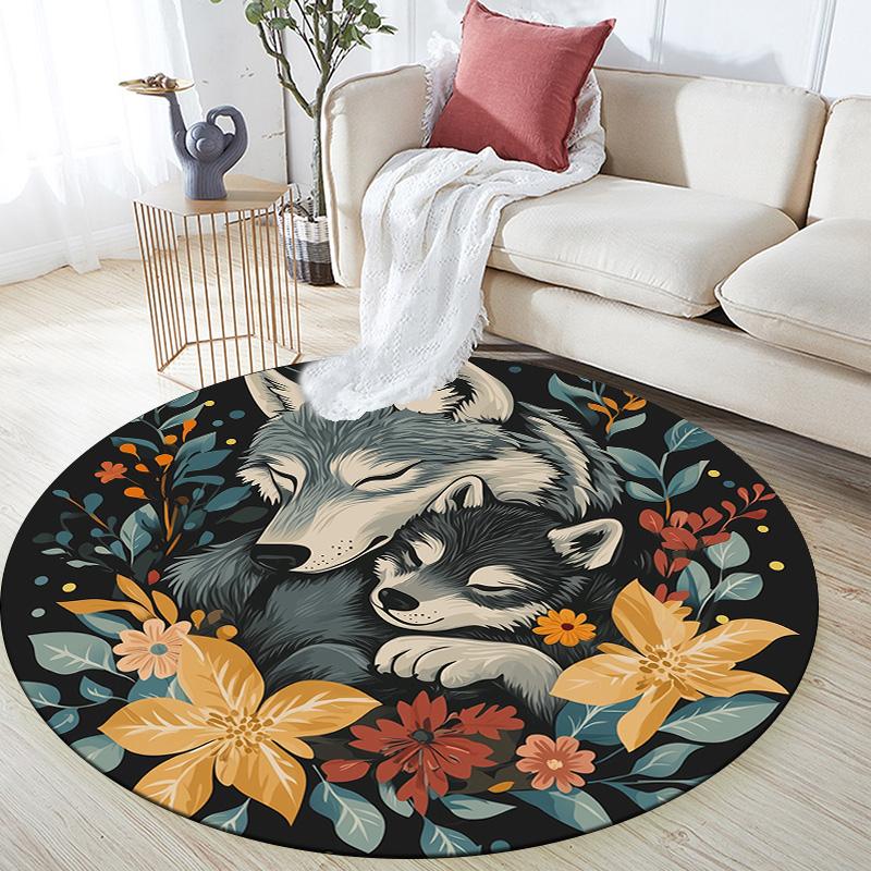 

Animals Hugging in Grass,Round Area Rug,Carpet Rug for Living Room Bedroom Sofa Playroom Decor,Non-slip Floor Mat 80cmx80cm