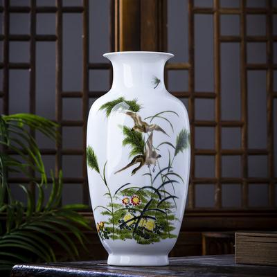 Adornos de Jarrón de Cerámica de Jingdezhen Chino Oficina Tienda Club Bar Muebles Artesanías Decoración Accesorios de Escritorio para Sala de Estar en Casa