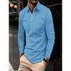 Polo de Otoño con Cremallera para Hombre de Color Sólido de Manga Larga Polos Casuales Deportivos Camisetas para Hombre