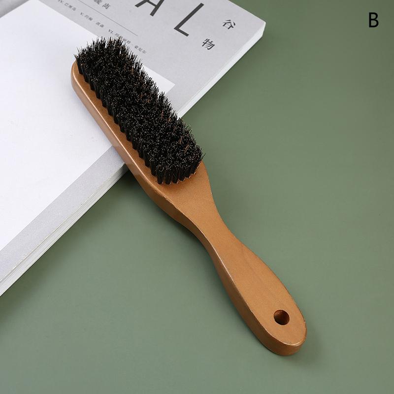 Men Beard Brush Wood Handle Boar Bristle Moustache Cleaning Brush Hairdressing Anti Static Barber Hair Styling Comb Shaving Tool