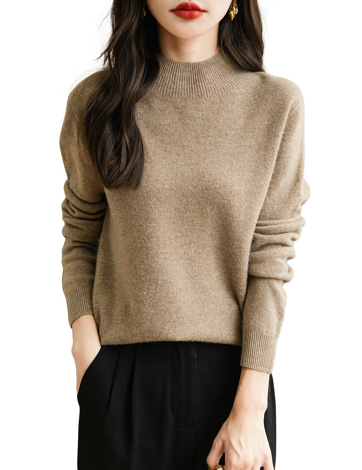 

Yokbeer Мериносовая шерсть Бесшовный Мок Первый Длинный Вязаный Пуловер Топ для Размера Женский 100% Свитер, Шея, Линия, Готовый к носке, Рукав, Как кашемир