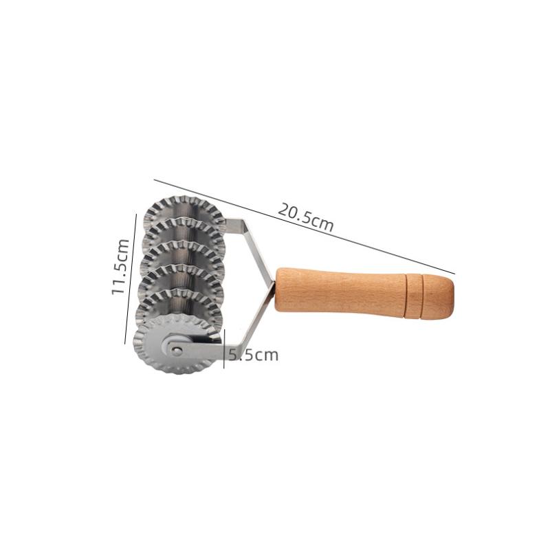 Stainless Steel Pastry Dough Lattice Roller Cutter with Wood Handle Noodle Cookie Dessert Pizza Bread Roller Cutter Knife Slicer