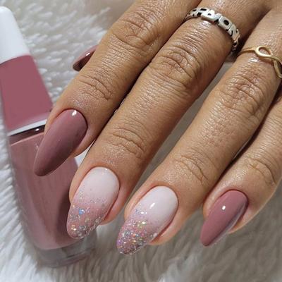 Mandel Aufklebe-Nägel Glänzend Falsche Nägel Aufklebe-Nägel in 12 Größen, 24 Stück Französische Nagelspitzen für DIY Nagelkunst Dekorationen