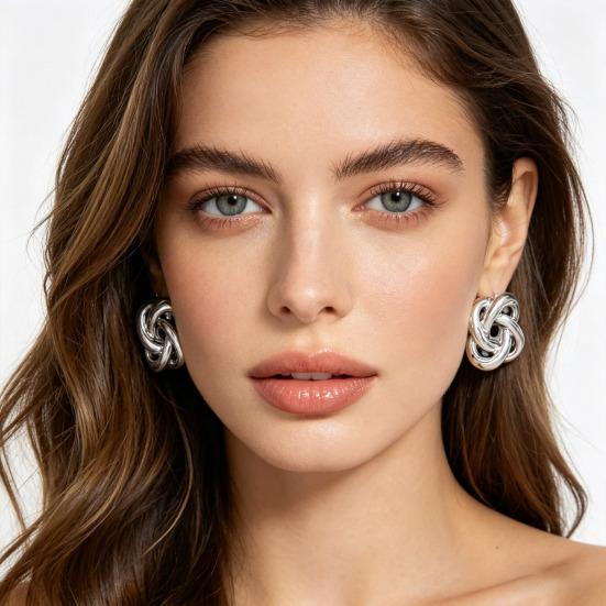 9 Paires Boucles d'Oreilles Créoles Argent Brillant Miroir Cœurs Poli Zirconium Cubique Perles Synthétiques Design Géométrique Boucles d'Oreilles Soirée Rendez-vous
