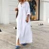 Frühlings Baumwolle Leinen Oversize Damen Kleid Lang Weiß Knopf Locker Kleider Weiblich Neu Lässig Trendig Elegant Damen Kleidung