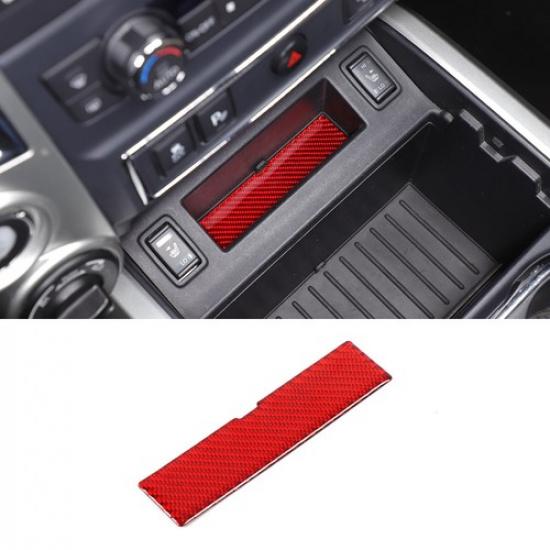 Red Soft Carbon Fiber Center Gear Storage Trim Sticker for Nissan Titan 2016-23