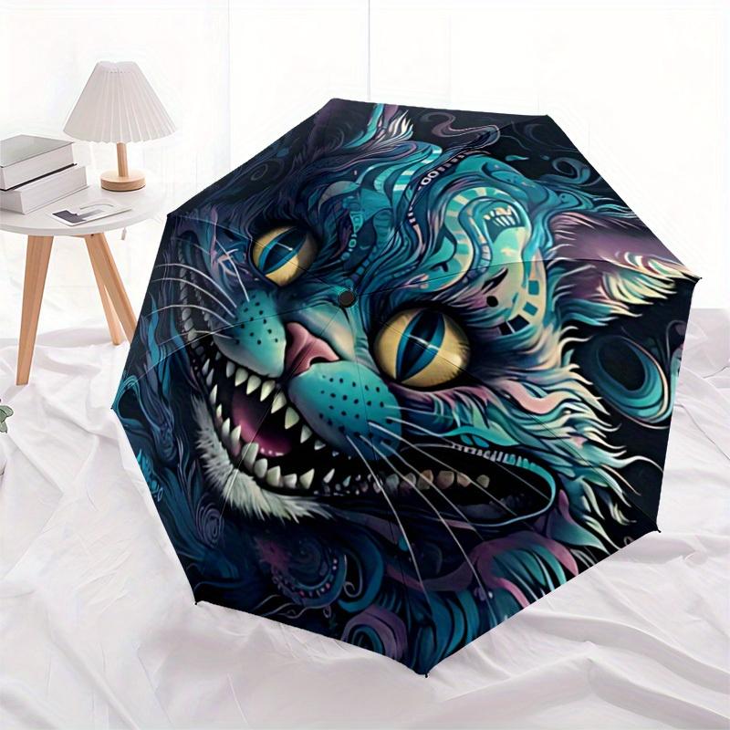 1pc Whimsical Feline Automatic Open/close Folding Compact Cute Umbrella, 8-Rib Sturdy Canopy, Lightweight Portable, Commuting Use,183