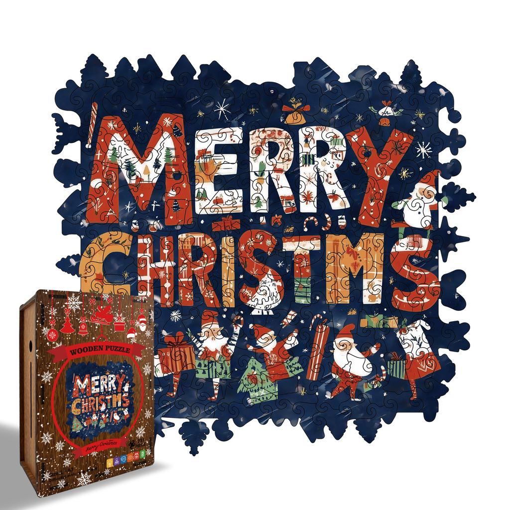 Christmas Puzzle Wooden Special-Shaped Splicing Toy Gift Piggy Bank Puzzle Decompression Puzzle