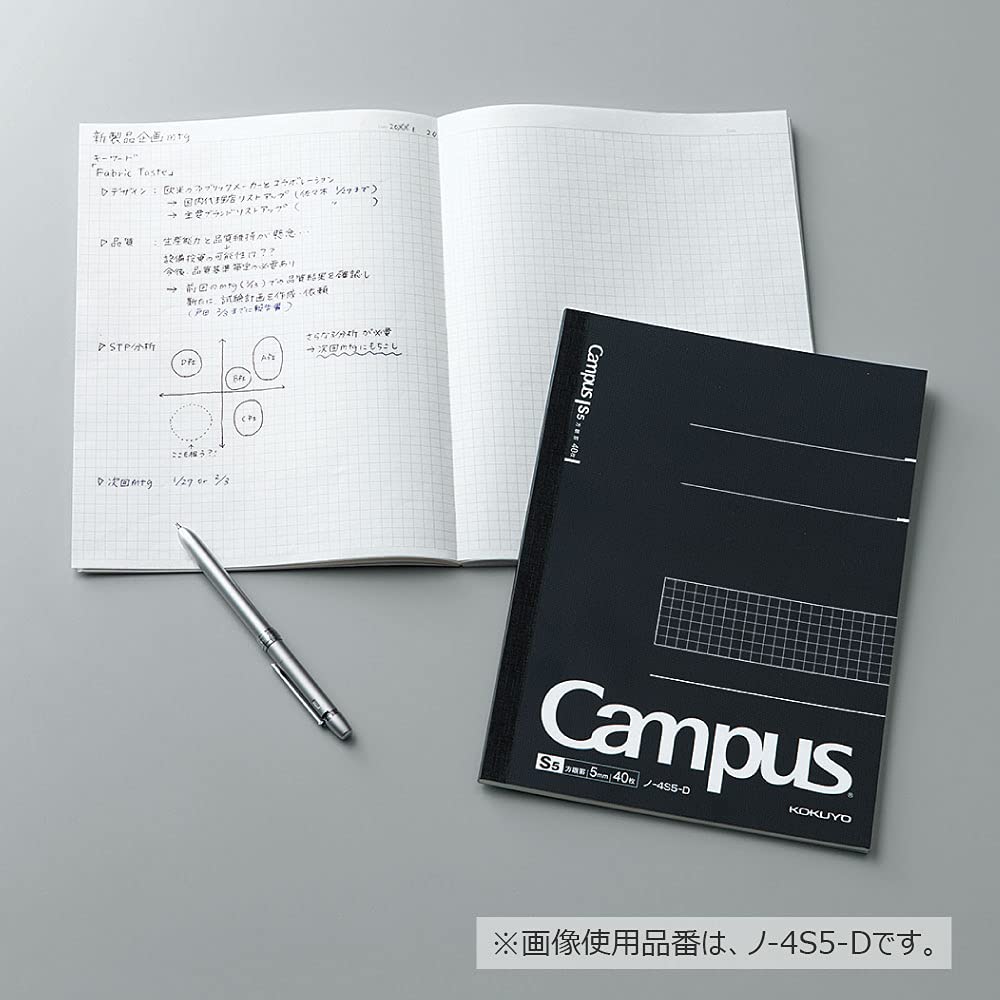 KOKUYO Note Campus Note Graph Ruled Black Pack Semi-B5 5-Book No-4S5-DX5SET