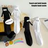 1 Pair Cartoon Magnet Hand-linking Socks Knitted Color Matching Christmas Style Elastic Anti-slip Warm No Odor Festive New Year Mid-tube Socks
