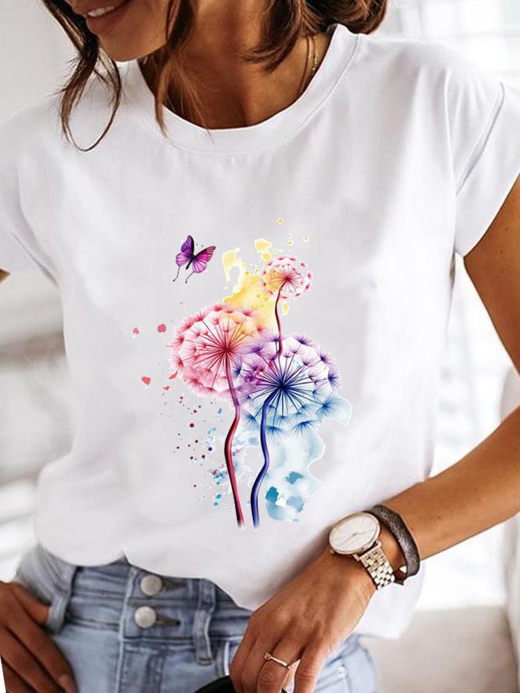 (Asian Size)  Clothing T Shirt sweet plant cute Fashion Tee Print Lady Women Casual Top Short Sleeve Female Graphic T-shirts