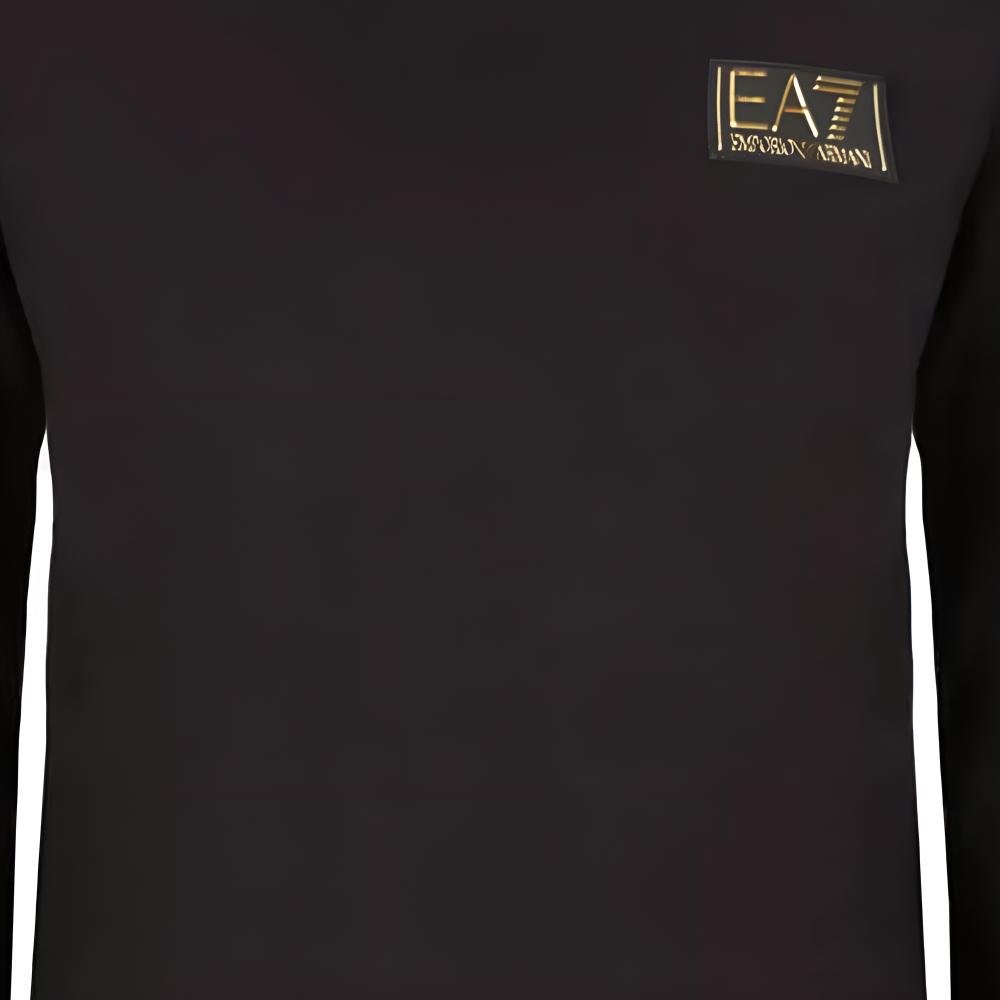 Emporio Armani Camiseta de manga larga con cuello redondo y estampado de logo EA7 para hombre, tops, negro 6RPT20-PJM9Z-1200