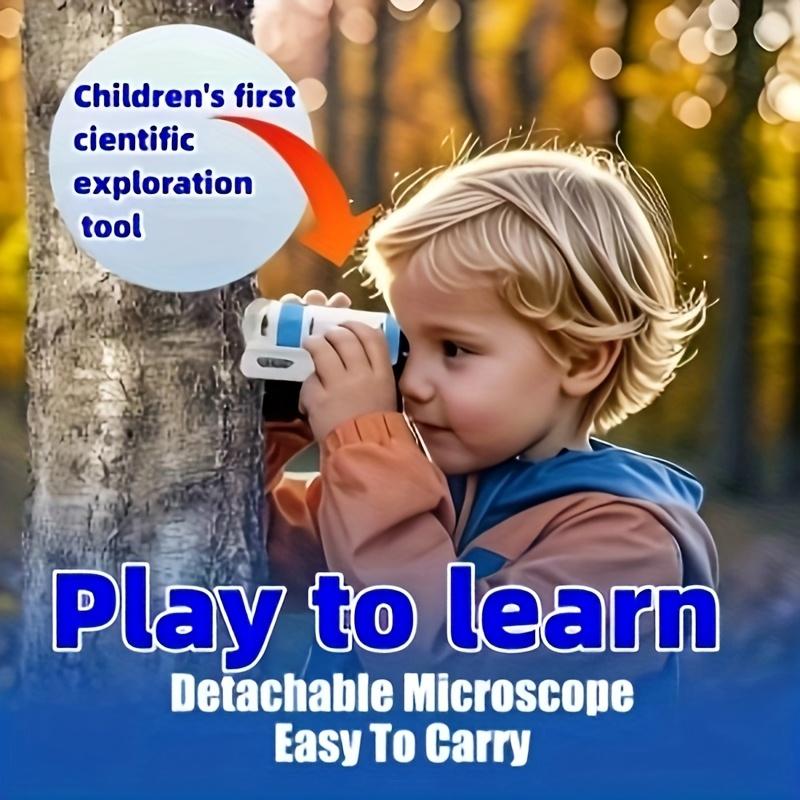 Microscop portabil LED pentru tineri/Jucărie științifică educațională portabilă pentru explorarea biologiei/Perfect de Crăciun /cu controale de focalizare și expunere