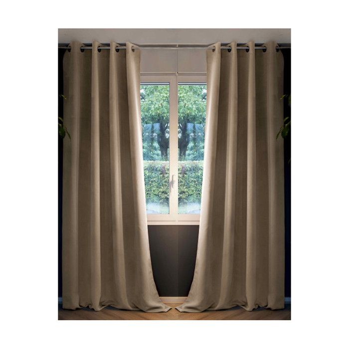 Lot de 2 rideaux occultant et thermique doublé polaire "Inuit" toutes dimensions - Inuit Lin - Panneau Occultant + Polaire 140 x 280