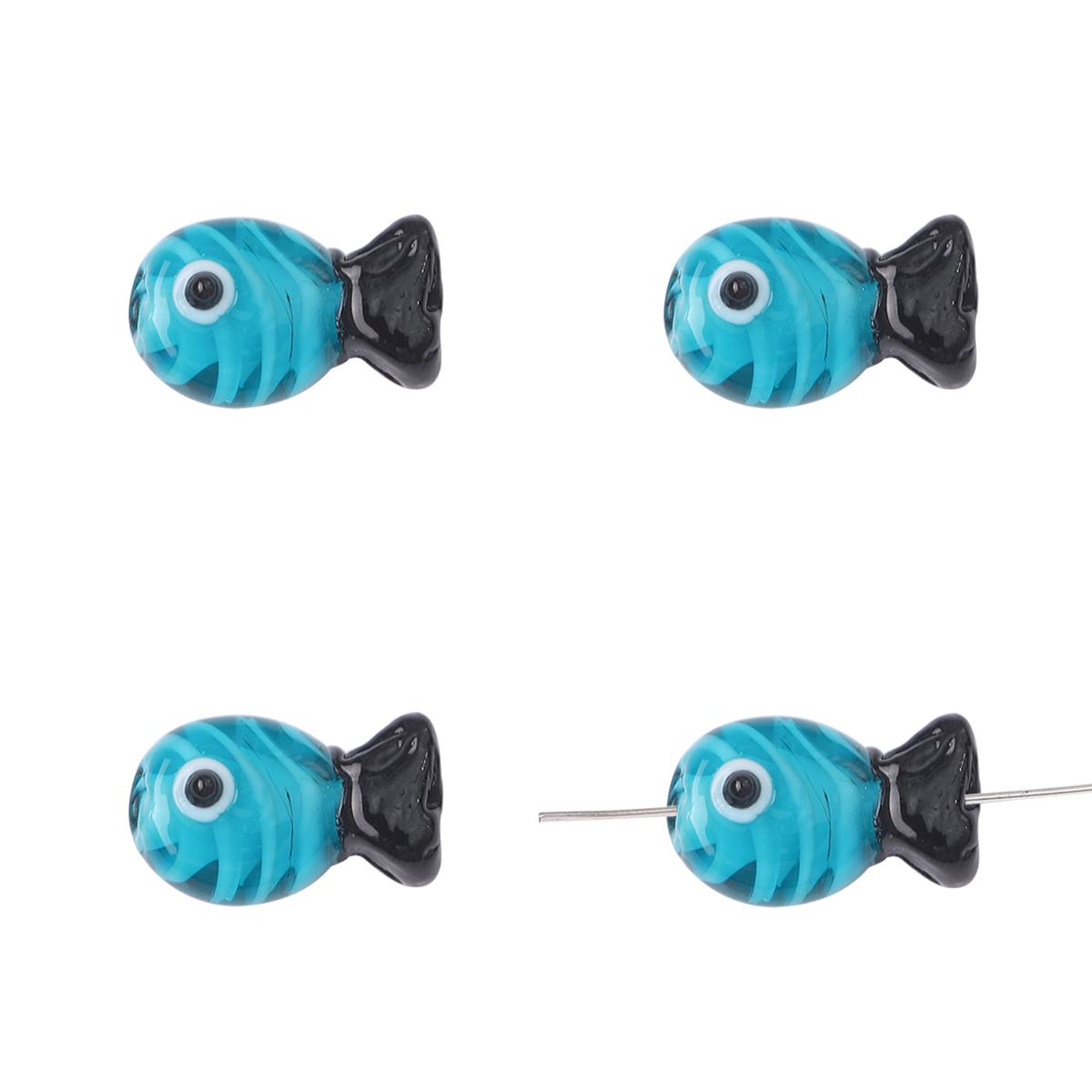 

1 шт., ручная роспись, глазурованные бусины в форме рыбы, стеклянные подвески для DIY, ожерелье, браслет, серьги, изготовление ювелирных изделий, аксессуары для рукоделия светло-синий