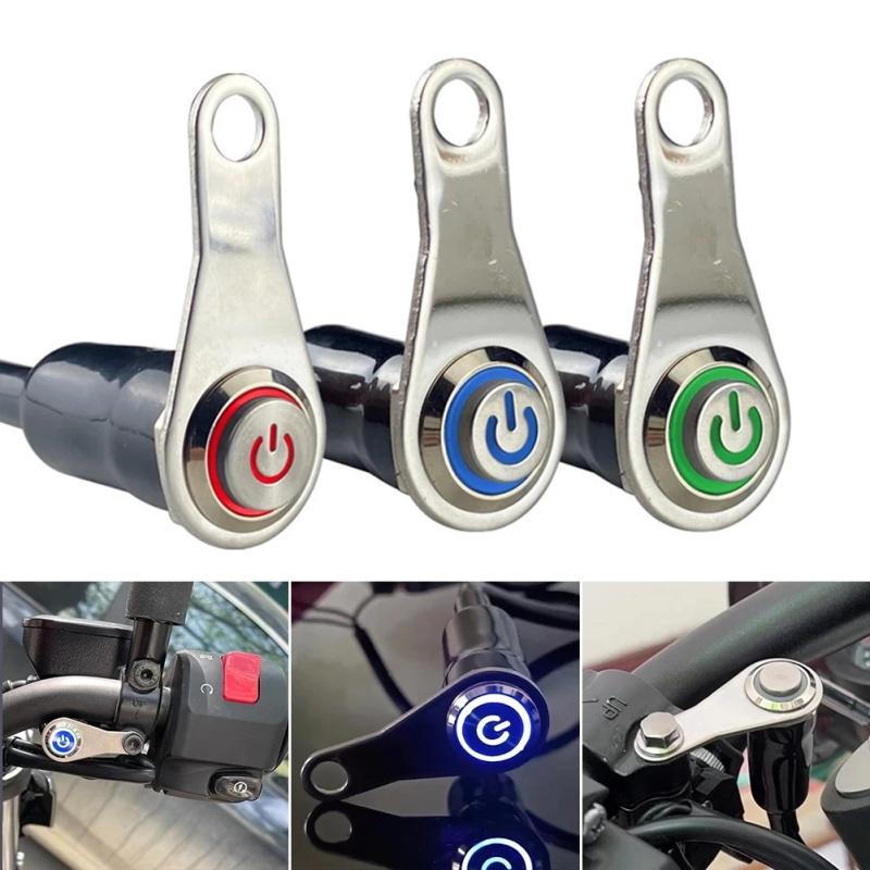 1pc LED Motorcycle Switch ON+OFF Handlebar Mount Aluminum Alloy Waterproof 12V Fog Light Lamps Motorbike Horn Push Button Switch