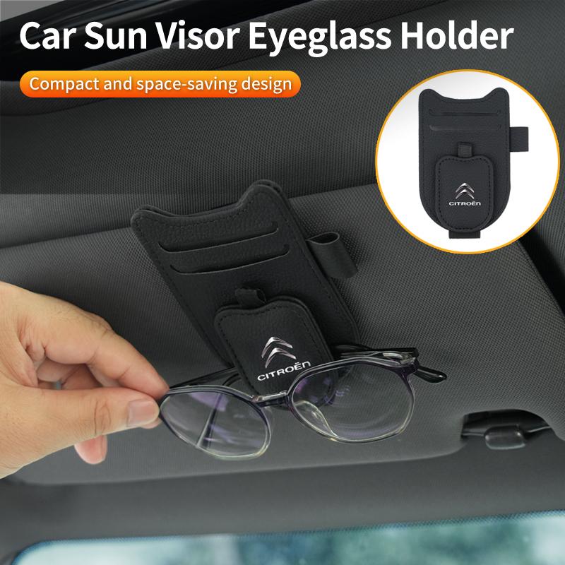 Car Glasses Holder Sun Visor Leather Sunglasses Clip Auto Accessories For Citroen C3 C4 C5 C1 C2 Berlingo Celysee Xsara Picasso