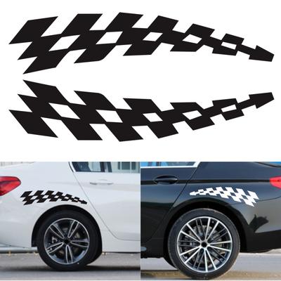 Racing Stickers Vehicle Car Decals Plaid Wheel Flags Reflector Safety Vinyl Stickers Prevention For