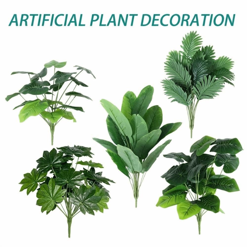 Palm Tree Artificial Plant Leaves Vibrant Green Lifelike Plant Tabletop Decoration