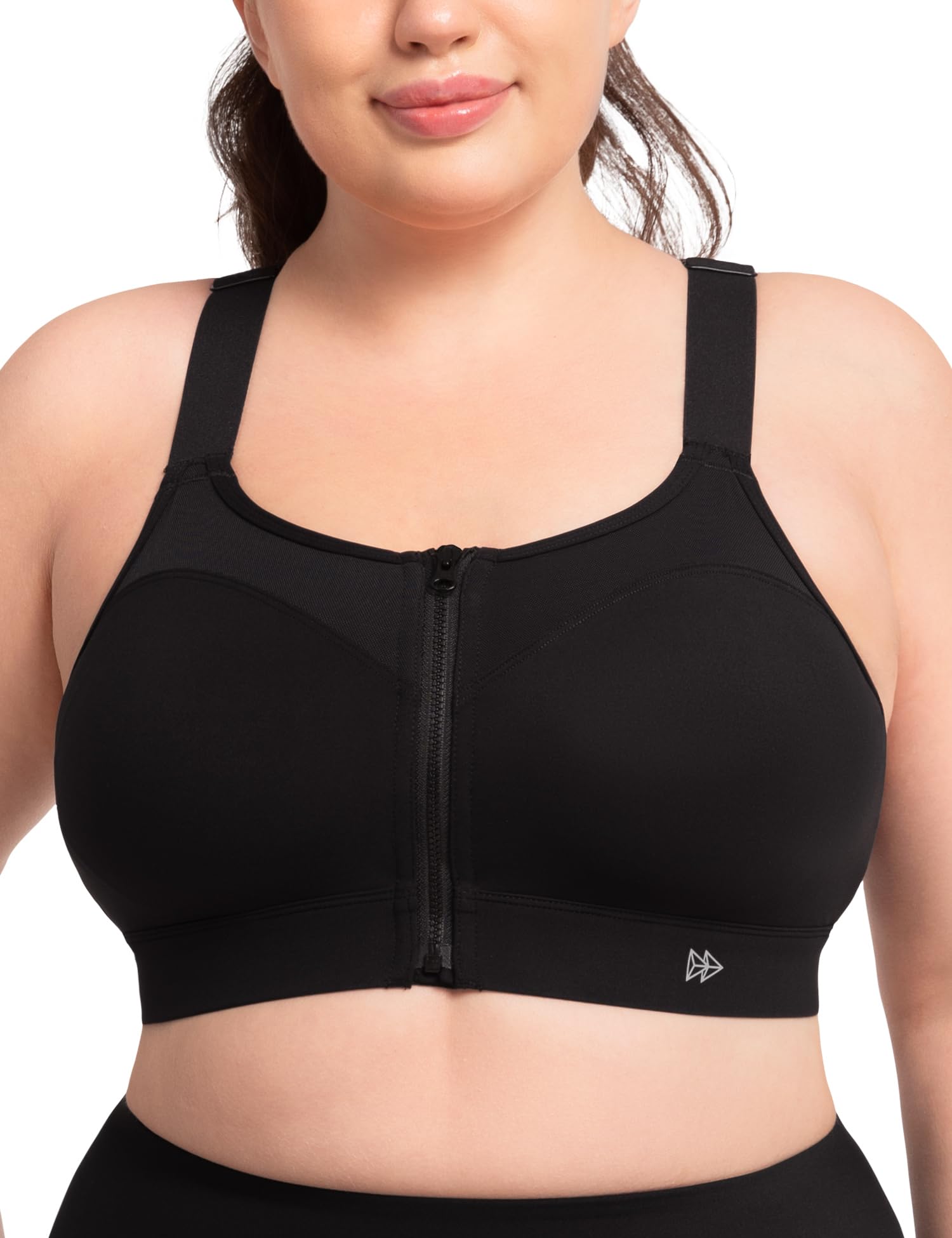 

Yvette Sports High Mesh Size 3XL Black Women s Bra, Adjustable, Support, No-Slip, Front-Opening, Wire-Free, Mesh, Straps, Sweat-Wicking, Quick-Drying,