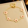 316L Stainless Steel Pink Oil Drop Peach Blossom Flower Bangle Bracelet For Women Lady Fashion New Luxury Jewelry Gift Party